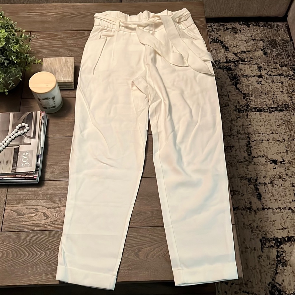 White tie pants